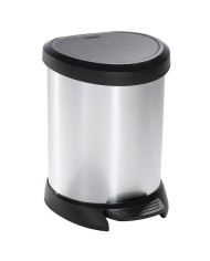 Kôš Curver® DECO BIN 5 lit., strieborný/čierny, na odpad, s pedálom