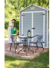 Set balkónový ALESIA, čierny/antracit, stôl 70x60 cm, 2x stolička 52x55x73 cm, oceľ