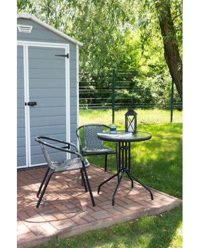 Set balkónový ALESIA, čierny/antracit, stôl 70x60 cm, 2x stolička 52x55x73 cm, oceľ