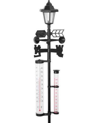 Meteostanica SWS29, 158 cm, záhradný zrážkomer, teplomer, solárna lampa, smer vetra
