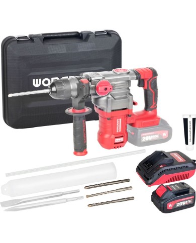 Kladivo Worcraft CRH-S20LiBDM, 20V Li-ion, ShareSYS, SDS+ 4,5J, bezuhlíkové, SET 1x akumulátor 4.0Ah, 1x rýchlonabíjačka
