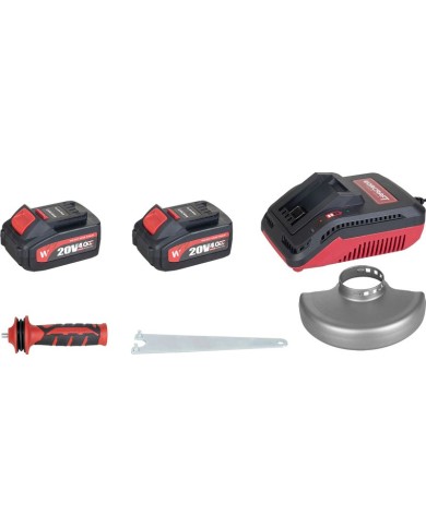 Set Worcraft CAG-S20LiBM, uhlová brúska 125 mm, ShareSYS , 2x 4.0 Ah akumulátor + nabíjačka, bezuhlíková, 6 rýchlostná