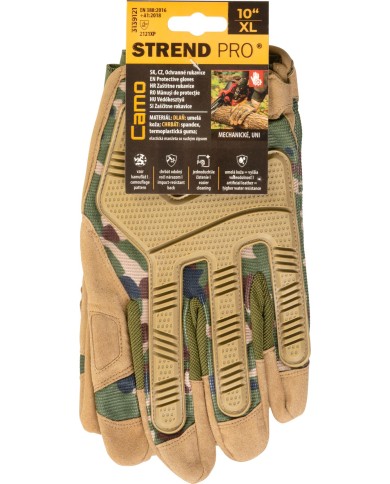 Rukavice Strend Pro Camo, pracovné, camouflage, veľkosť 10/XL