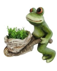 Dekorácia MagicHome Gecco, Žaba s fúrikom, magnesia, 34x20x32 cm
