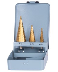 Sada stupňovitých vrtákov Strend Pro SS421, 4-12, 4-20, 4-32 mm, TiN, HSS 4241 rovný, do kovu