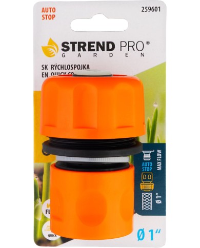 Rýchlospojka Strend Pro Garden, s prietokom 1", STOP, záhradná, MAX FLOW