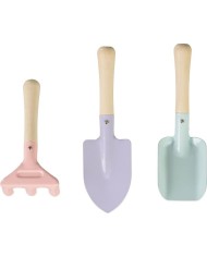 Sada náradia Strend Pro, záhradnícka, detská, 3-dielna, drevo + oceľ, lopatka hrable a rýľ