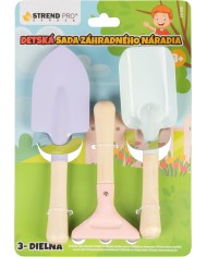 Sada náradia Strend Pro, záhradnícka, detská, 3-dielna, drevo + oceľ, lopatka hrable a rýľ