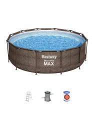 Bazén Bestway® Steel Pro MAX, 56709, vzor ratan, kartušová filtrácia, rebrík, 366x100 cm