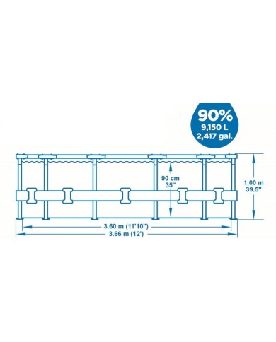 Bazén Bestway® Steel Pro MAX, 56709, vzor ratan, kartušová filtrácia, rebrík, 366x100 cm