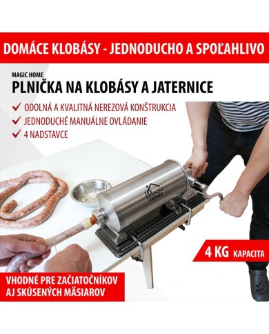 Plnička MagicHome SM208, na klobásy a jaternice, horizontálna, 4 kg, ručná
