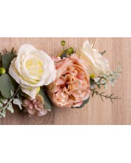 Závesná dekorácia 25 cm, kvety, zlatá obruč