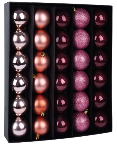 Gule MagicHome Vianoce, 30 ks, medeno - ružové, mix, na vianočný stromček, 6 cm