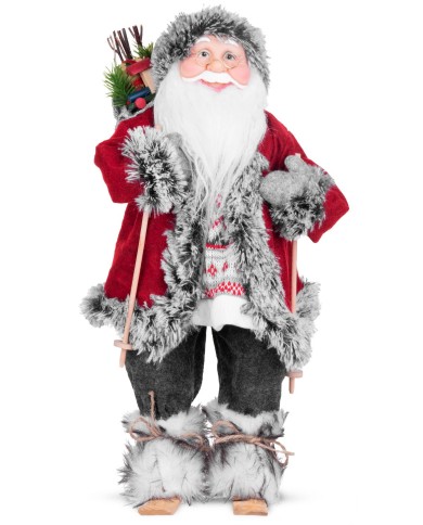 Dekorácia MagicHome Vianoce, Santa na lyžiach, 45 cm