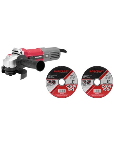 Brúska Worcraft AG08-125P, 710W, 125 mm, M14, uhlová, PROMO + 2 kotúče