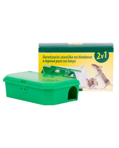 Deratizačná stanička 2v1, stanica pre otravu na hlodavce, lepová pasca na hmyz