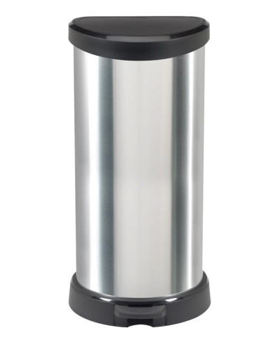 Kôš Curver® DECO BIN 40 lit., strieborný/čierny, na odpad, s pedálom