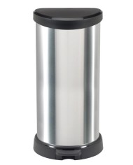 Kôš Curver® DECO BIN 40 lit., strieborný/čierny, na odpad, s pedálom