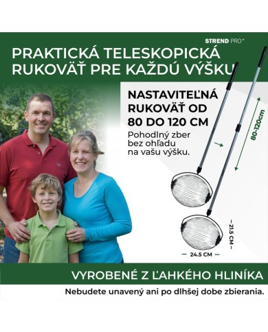 Zberač Strend Pro OD-50206, na orechy a ovocie s ALU teleskopickou násadou 80-120 cm