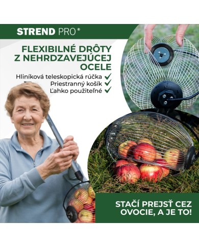 Zberač Strend Pro OD-50206, na orechy a ovocie s ALU teleskopickou násadou 80-120 cm