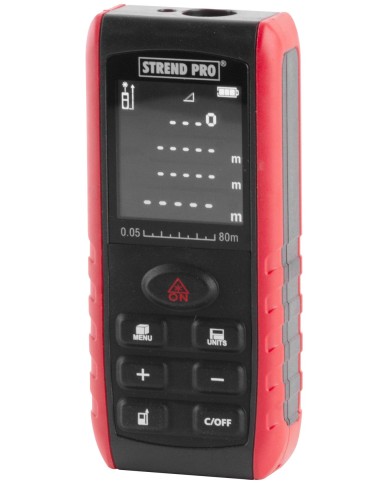 Merač vzdialenosti Strend Pro DIME 80M, laserový, EXTRA funkcia merač uhlov