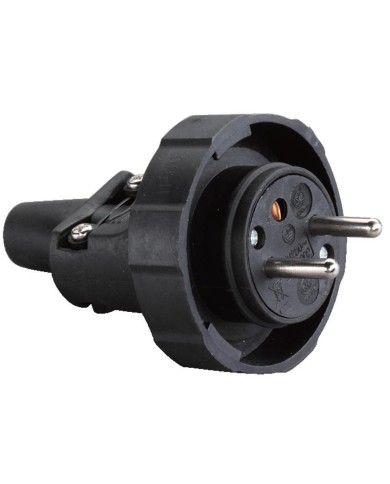 Vidlica do zásuvky Strend Pro, na predlžovací kábel, 230V, IP65, 16A, guma, čierna