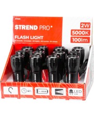 Svietidlo Strend Pro Flashlight FL004, COB 100 lm, AluBody, 3xAAA
