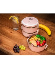 Obedár MagicHome LB933, 3 dielny, 3x 500 ml, ružový, 20x15x6,2 cm