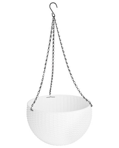 Kvetináč Strend Pro Modern, visiaci, závesný, biely, 26x16cm, s retiazkou a vešiakom