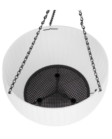 Kvetináč Strend Pro Modern, visiaci, závesný, biely, 26x16cm, s retiazkou a vešiakom