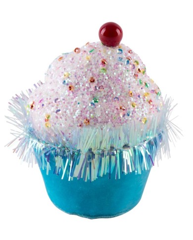 Dekorácia MagicHome Vianoce Candy Line, mafin, modrý, závesný, 7x7x11 cm