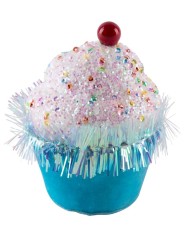 Dekorácia MagicHome Vianoce Candy Line, mafin, modrý, závesný, 7x7x11 cm