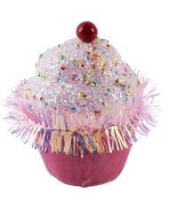 Dekorácia MagicHome Vianoce Candy Line, mafin, ružový, závesný, 7x7x11 cm