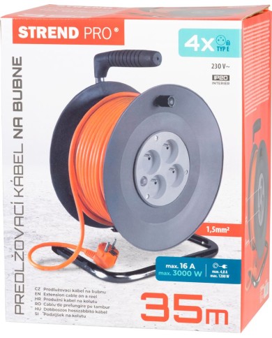 Kábel Strend Pro DG-FB04 predlžovací, L-35 m, na bubne, prierez 1,5 mm2