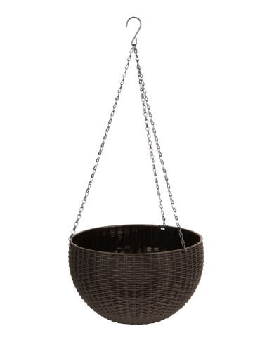 Kvetináč Strend Pro Modern, visiaci, závesný, hnedý, 26x16cm, s retiazkou a vešiakom