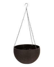 Kvetináč Strend Pro Modern, visiaci, závesný, hnedý, 26x16cm, s retiazkou a vešiakom