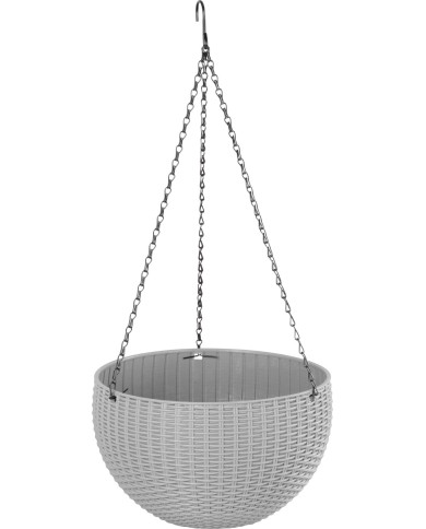 Kvetináč Strend Pro Modern, visiaci, závesný, tmavošedá, 26x16cm, s retiazkou a vešiakom