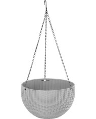 Kvetináč Strend Pro Modern, visiaci, závesný, tmavošedá, 26x16cm, s retiazkou a vešiakom