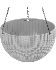 Kvetináč Strend Pro Modern, visiaci, závesný, tmavošedá, 26x16cm, s retiazkou a vešiakom