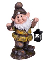 Dekorácia MagicHome Gecco, Trpaslík s lampášikom, magnesia, 25x20x45 cm