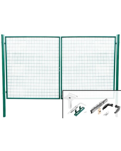 Brána Strend Pro METALTEC DUO, 3580/1450/100x50 mm, zelená, dvojkrídlová, záhradná, ZN+PVC, RAL6005
