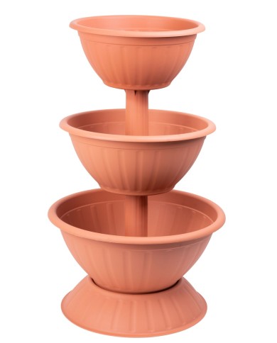 Kvetináč Strend Pro PYRAMID, trojpodlažný, 79 cm, terakota