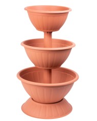 Kvetináč Strend Pro PYRAMID, trojpodlažný, 79 cm, terakota