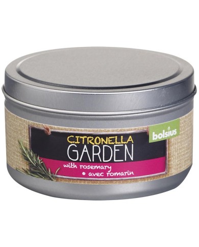 Sviečka Bolsius Jar Citronella, repelentná, rozmarín, v plechovej dóze