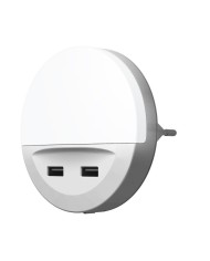 Svietidlo LEDVANCE LUNETTA® USB, LED do zásuvky, 2x USB nabíjací port, 3lm, 3000K, senzor deň-noc