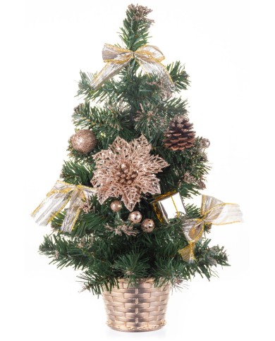 Stromček MagicHome Vianoce, ozdobený, bronzový, 40 cm