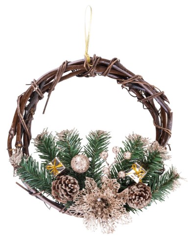 Veniec MagicHome Vianoce, prírodný, závesný, 30 cm