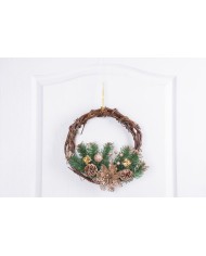 Veniec MagicHome Vianoce, prírodný, závesný, 30 cm