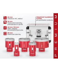 Sada vyrezávačov Strend Pro Premium DCB11S5, 20-35-45-55-68 mm, M14, diamant, korunky, professional