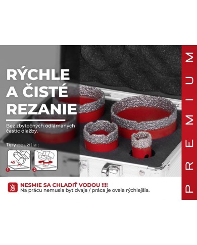 Sada vyrezávačov Strend Pro Premium DCB11S5, 20-35-45-55-68 mm, M14, diamant, korunky, professional